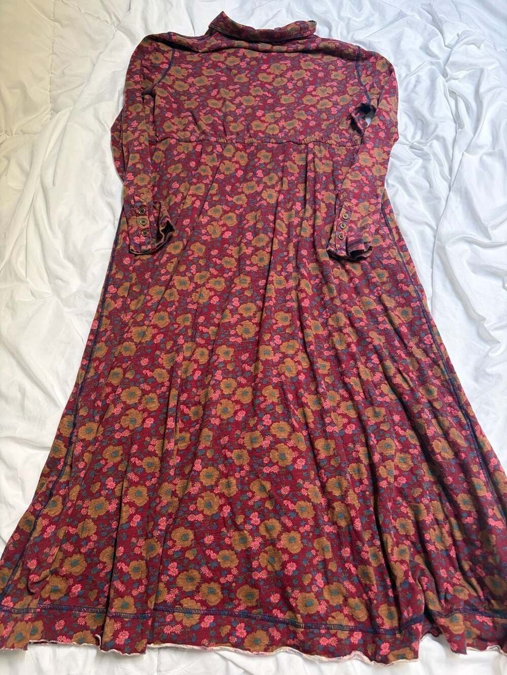 Natural Life Christa Knit Maxi Dress Size L Red Floral Long Sleeve - Picture 2 of 8